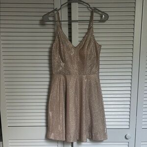 NWT Gold Sparkly V-Neck Mini Dress